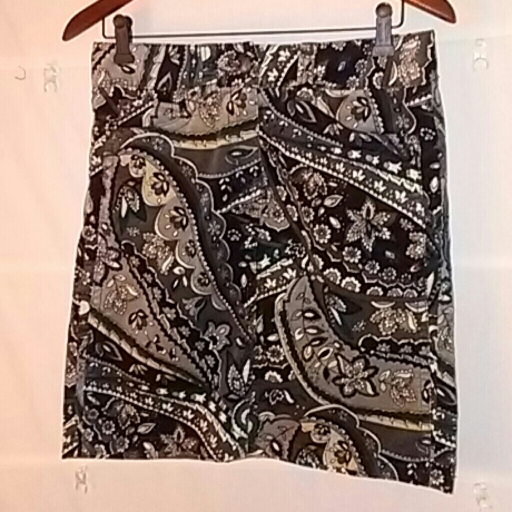 Ann Taylor Black/Paisley Knee Length Skirt 4